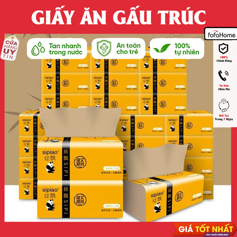 Thùng 30 Gói Giấy Ăn Gấu Trúc Siêu Dai Chuẩn Nội Địa Trung