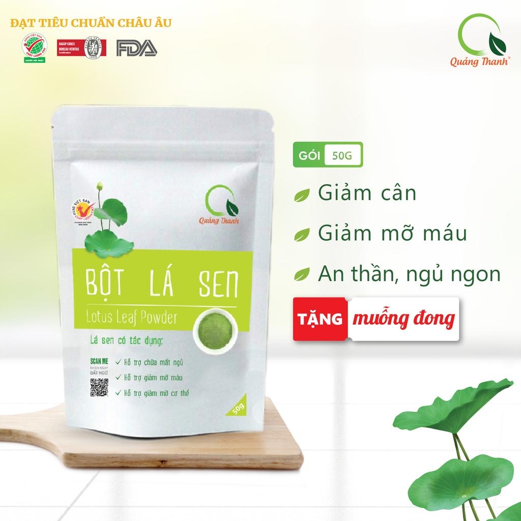 Bột Lá Sen Quảng Thanh Nguyên Chất Sấy Lạnh - Ngủ ngon, giảm mỡ máu, giảm cân - Gói 50 gr