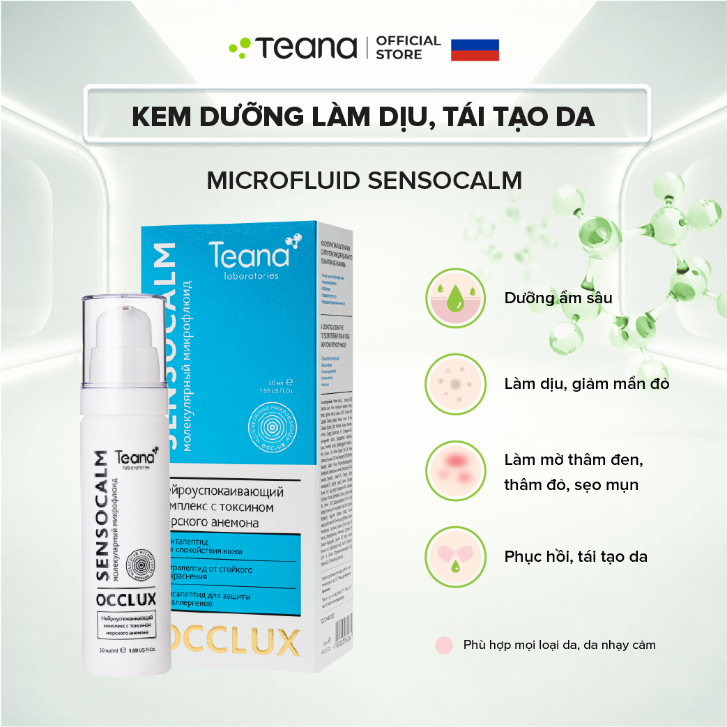 Kem dưỡng Teana Occlux Molecular Microfluid Sensocalm làm dịu, tái tạo da