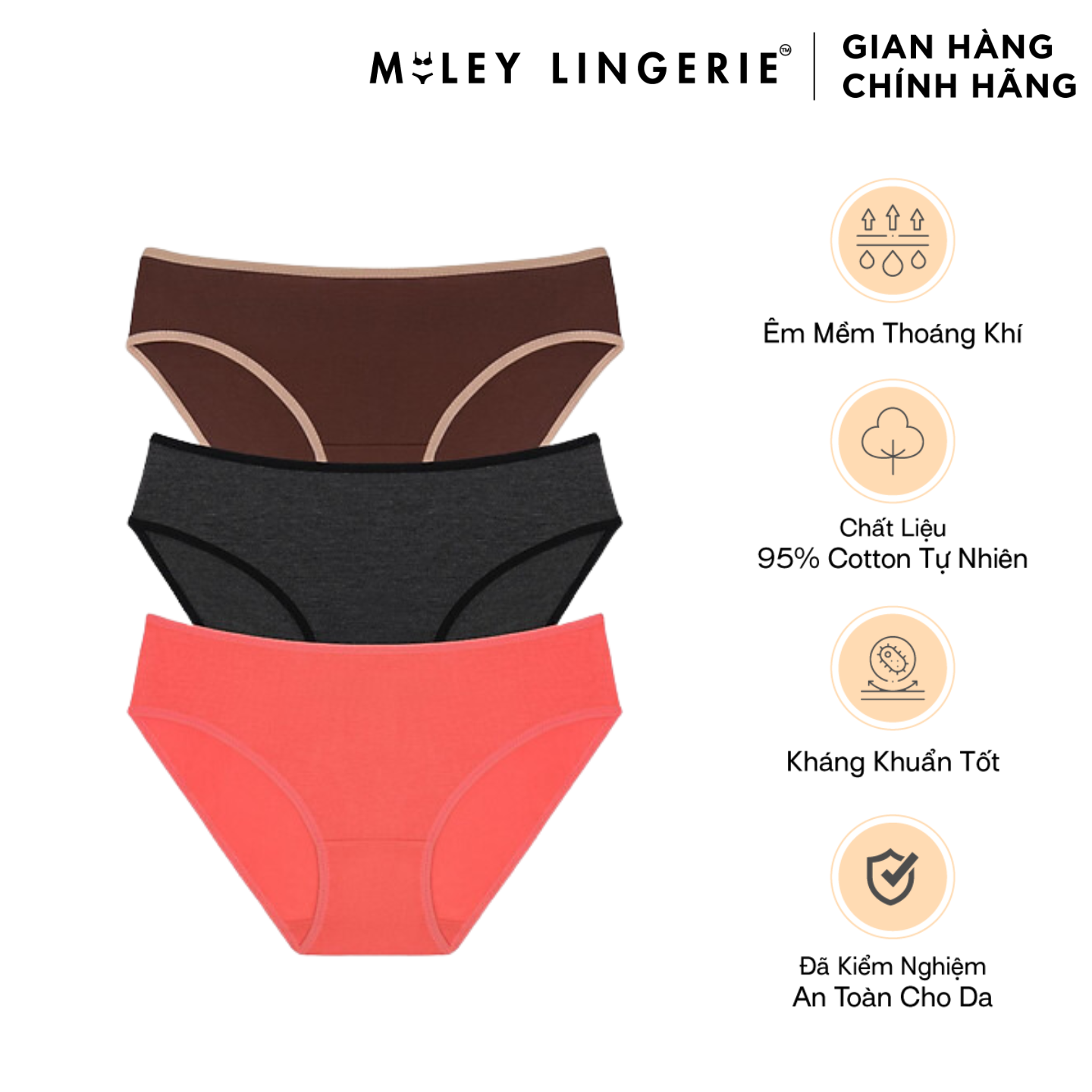 Combo 3 quần lót nữ cotton co dãn 4 chiều Flexi Miley Lingerie - Giao màu ngẫu nhiên