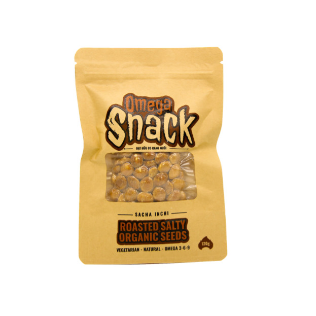 OMEGA SNACK - Hạt sacha inchi rang muối 120gram - Thực phẩm chay bổ sung Omega 3