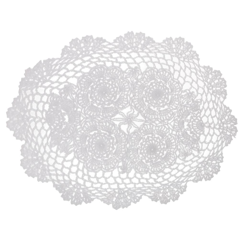 Vintage Móc Hình Bầu Dục Ren Doily Doilies Cotton Placemat Cốc Coaster Cốc Bữa Tối Bàn Bếp Nơi Thảm Tiệc Cưới Gi