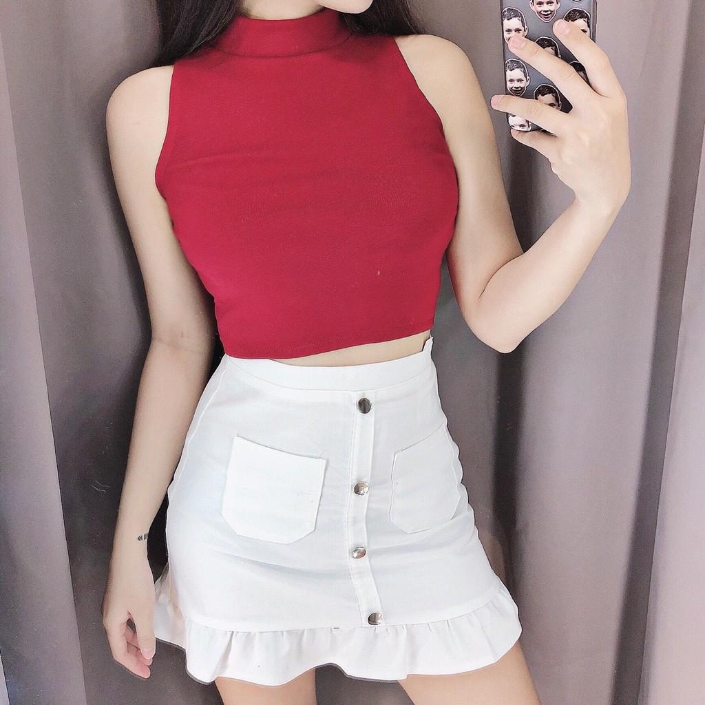 ÁO BA LỖ CỔ LỌ THUN NỮ CROPTOP CO GIÃN ÔM BODY HOT GIRL HÀN QUỐC SWAG CHẤT 39