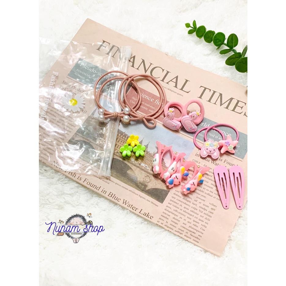 SET 15 - KẸP VÀ CỘT TÓC ĐỦ LOẠI PHỐI THEO MÀU - NUNAM SHOP