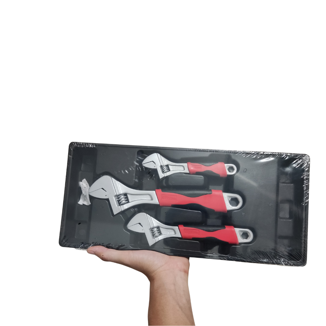 Bộ 3 mỏ lết, mỏ lết răng cán cầm cao su chắc chắn TRHN1121