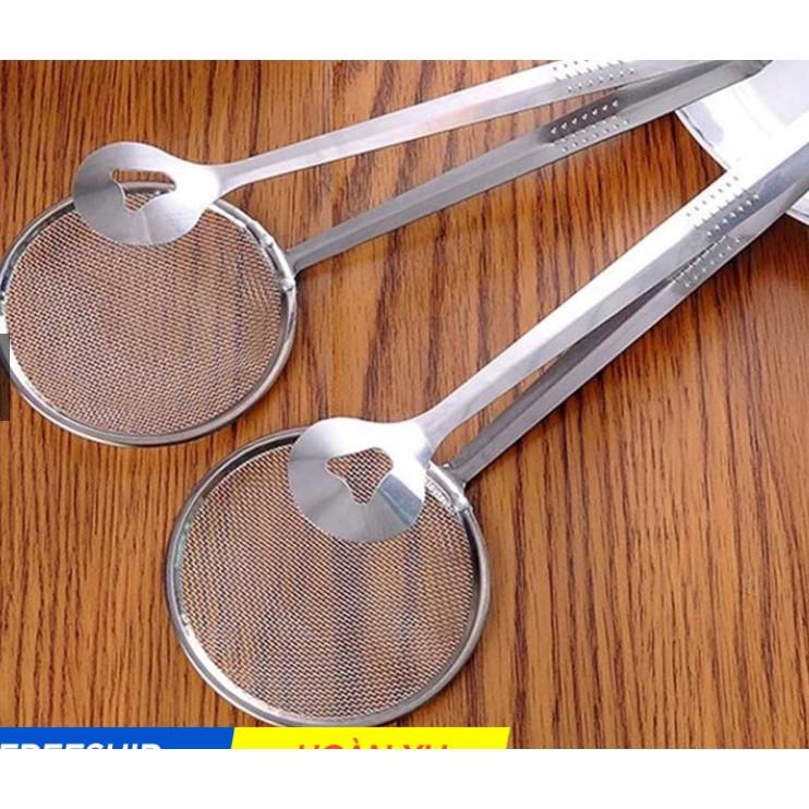 Dụng cụ 2 in 1 gấp đồ chiên có lưới ráo dầu bằng thép không gỉ