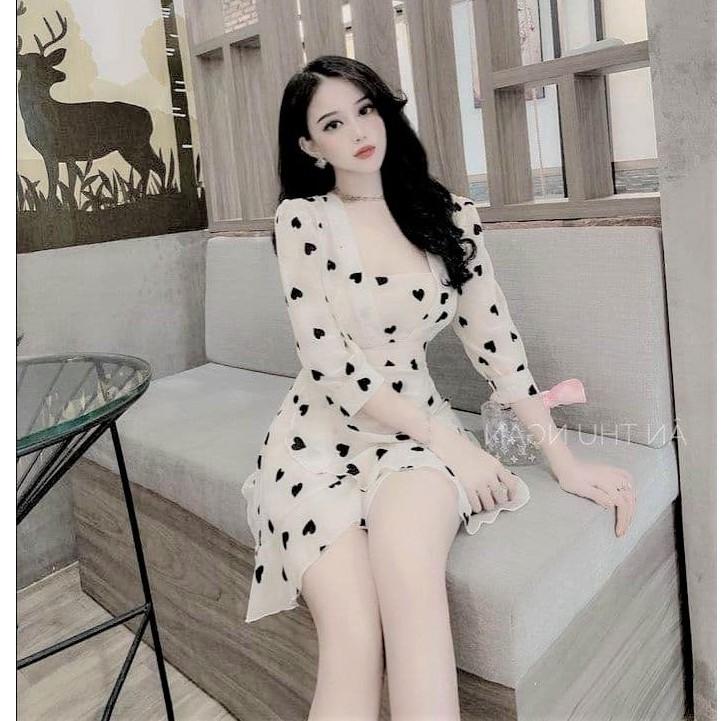 Đầm xòe cổ vuông tay lỡ, tùng xòe đắp chéo, phối với đuôi cá, tạo điểm nhấn cho thiết kế độc đáo, ĐẦM TRẮNG TIM ĐUÔI CÁ