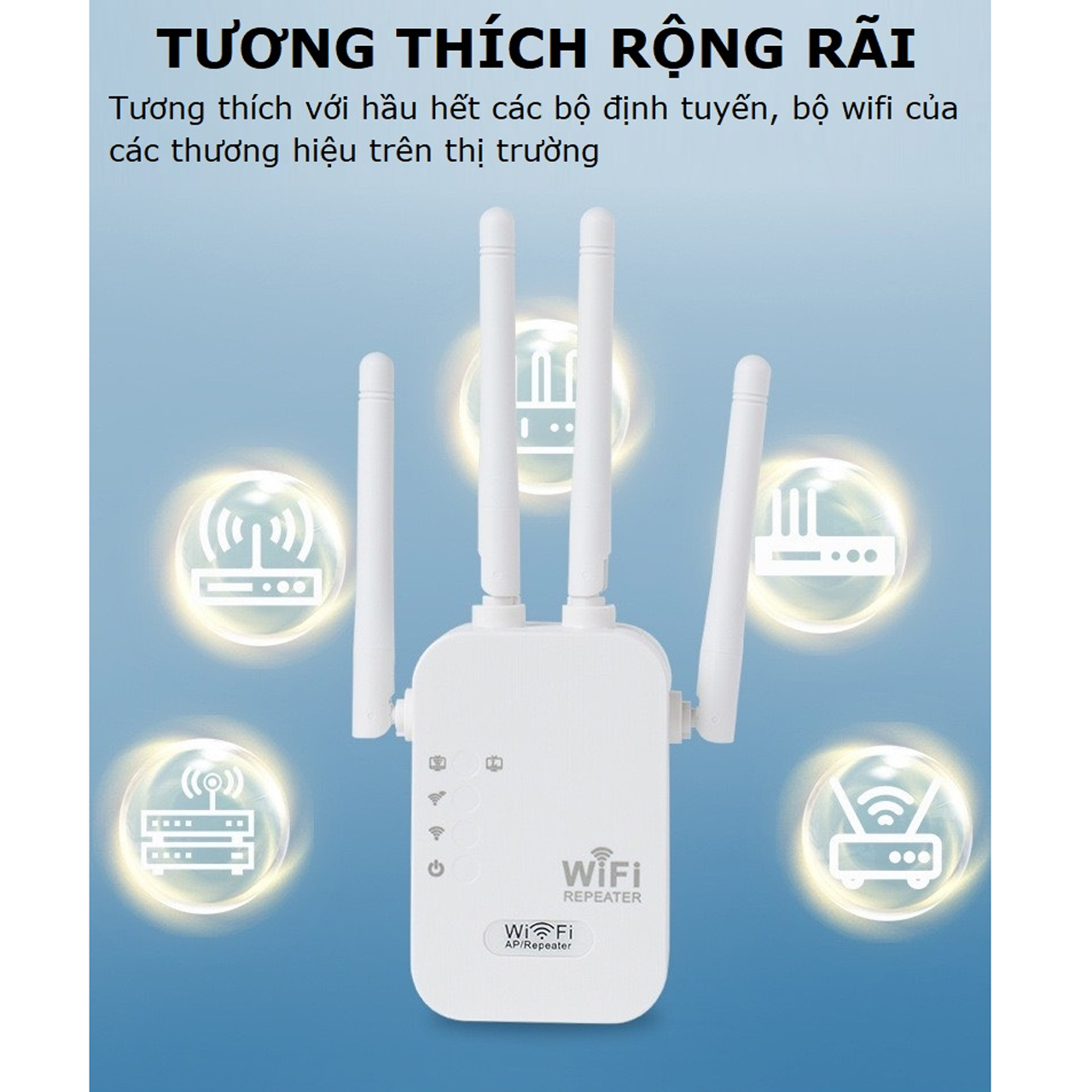 Bộ kích sóng wifi 4 râu Vinetteam tốc độ 300mbps 2 cổng RJ45 ăng ten phát xuyên tường cắm trực tiếp dùng cho điện thoại, laptop, máy tính, PC - hàng chính hãng