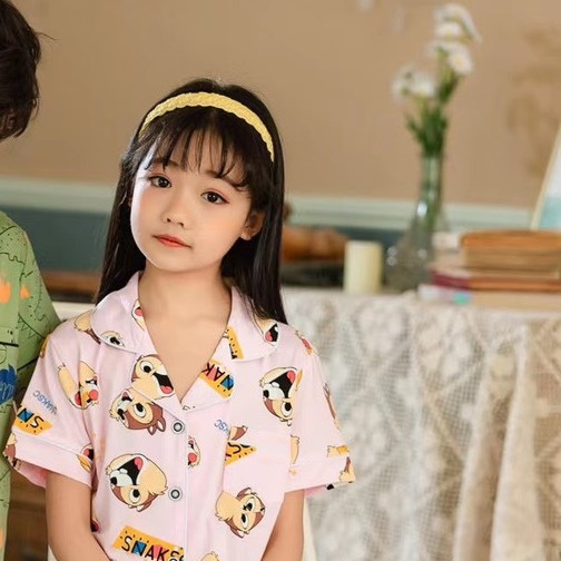 Bộ Pijama cộc tay hình sóc xuất Hàn  bé gái 2-14 tuổi