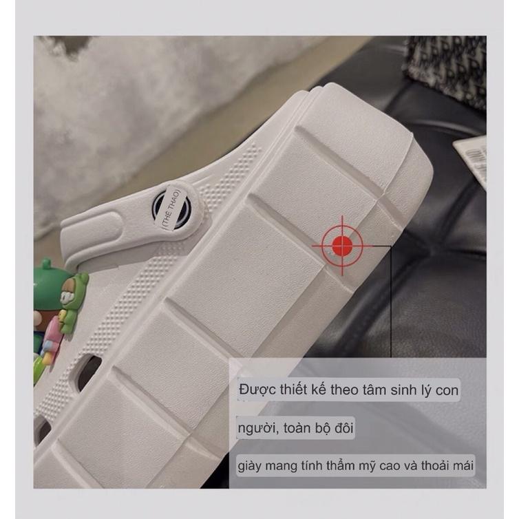 DÉP BÁNH MÌ NỮ ĐẾ CAO 6-7CM, KÈM STICKER HOT TREND STICK HÌNH NGƯỜI MẢRIO 3d