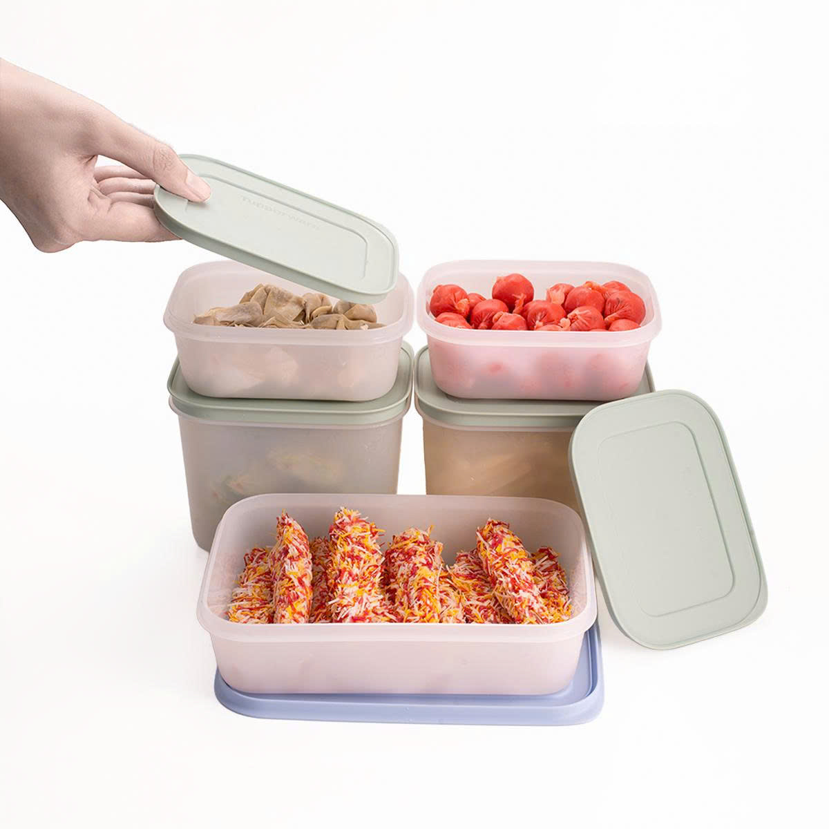 Bộ 5 hộp đựng thực phẩm Tupperware trữ đông Gen II Freezable 1.1L, 1L, 450ml
