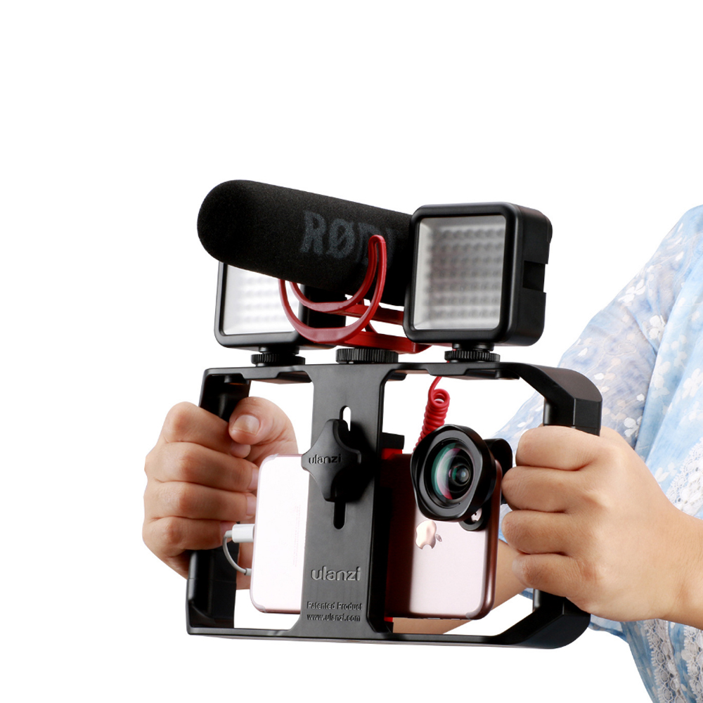 Phụ Kiện Quay Phim | Smartphone Video Rig/Grip, Dụng Cụ Hỗ Trợ Quay Trên Điện Thoại, Phiên Bản Mới, 3 Chân Đế Ẩn Có Thể Tích Hợp Thêm Micro, Đèn Led Trợ Sáng - Hàng Chính Hãng