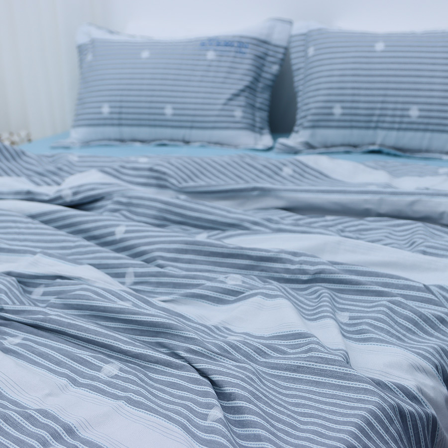Chăn Bốn Mùa Cotton Xanh Biển Sọc Everon Lite ELCP107 (200 x 220cm)