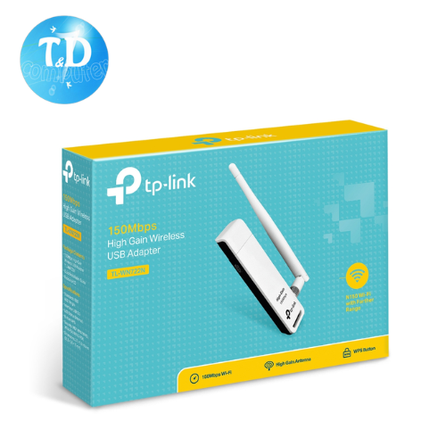 Cạc mạng không dây TP-Link USB TL-WN722N (Chuẩn N/ 150Mbps/ 1 Ăng-ten ngoài) - Hàng chính hãng FPT phân phối