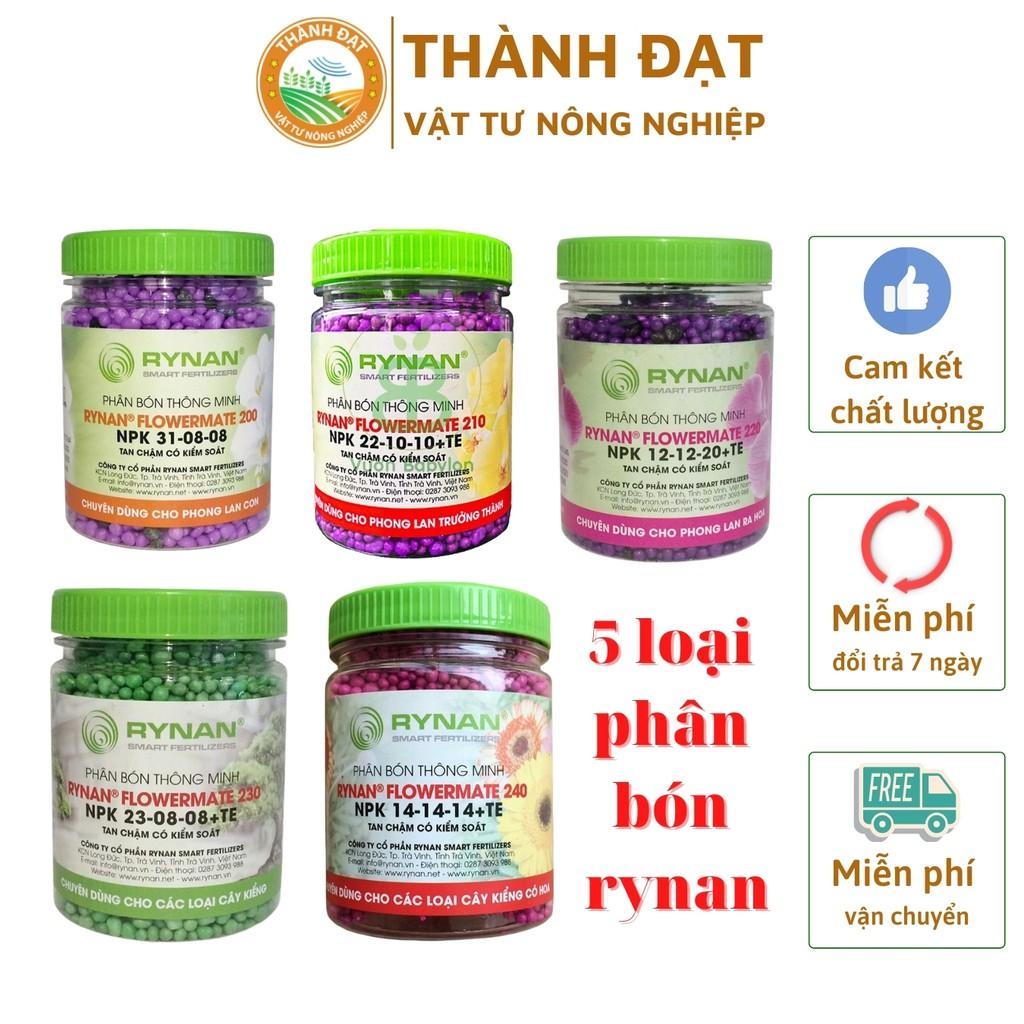 Phân bón thông minh Rynan 5 loại, phân bón tan chậm có kiểm soát cho cây kiểng và hoa lan phát triển toàn diện, lọ 150g