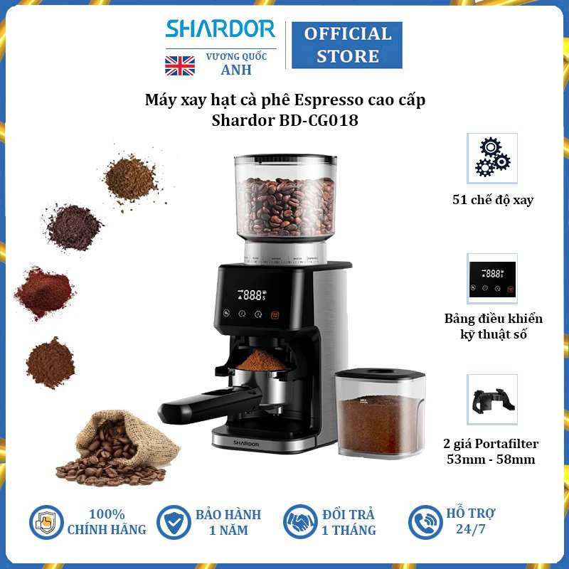 Máy xay hạt cà phê Espresso cao cấp Shardor BD-CG018 - Hàng Nhập Khẩu