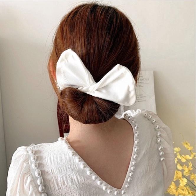 Kẹp tóc nơ Hàn Quốc dạng thanh búi tóc vải tạo hình nơ dễ thương xinh xắn LaCindy vải cao cấp
