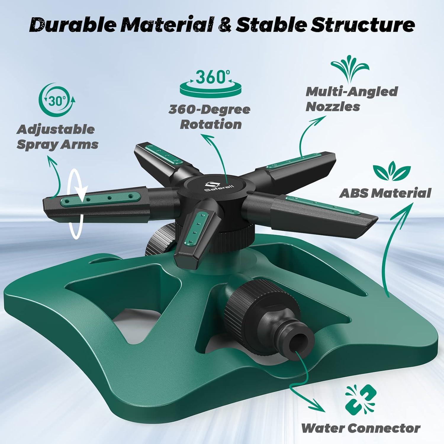 Tưới Vườn - Tưới Cây Tự Động Tưới 360 Độ Với 5 Cánh Tay Xoay - Tưới Xoay 20 Đầu Phun, Hệ Thống Tưới Cỏ Sân Vườn