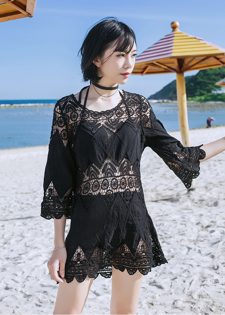 Áo ren lưới đi biển thời trang, mặc ngoài bikini, croptop, dáng lửng tay lỡ xinh xắn, mẫu cao cấp mới 2020 | AR003