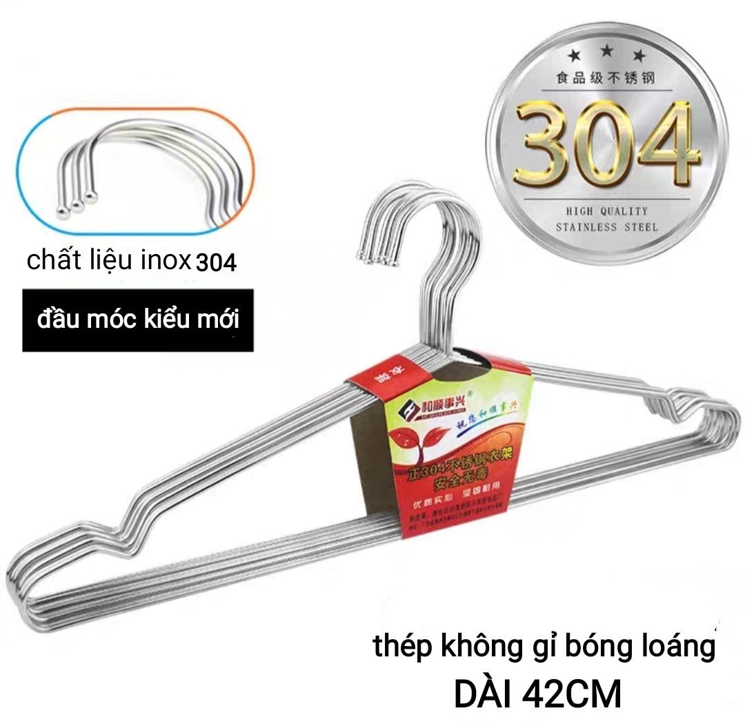 Combo Móc phơi quần áo inox 304 sáng bóng đẹp dài 42cm