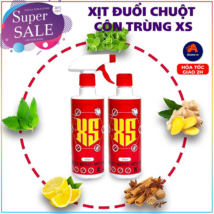 Chai Xịt Đuổi Chuột XS 500 ML Thái Lan - Không Mùi, An toàn - Xua Đuổi Chuột, Gián, Côn Trùng Nguồn Gốc Thảo Mộc Có Kèm Vòi Xịt