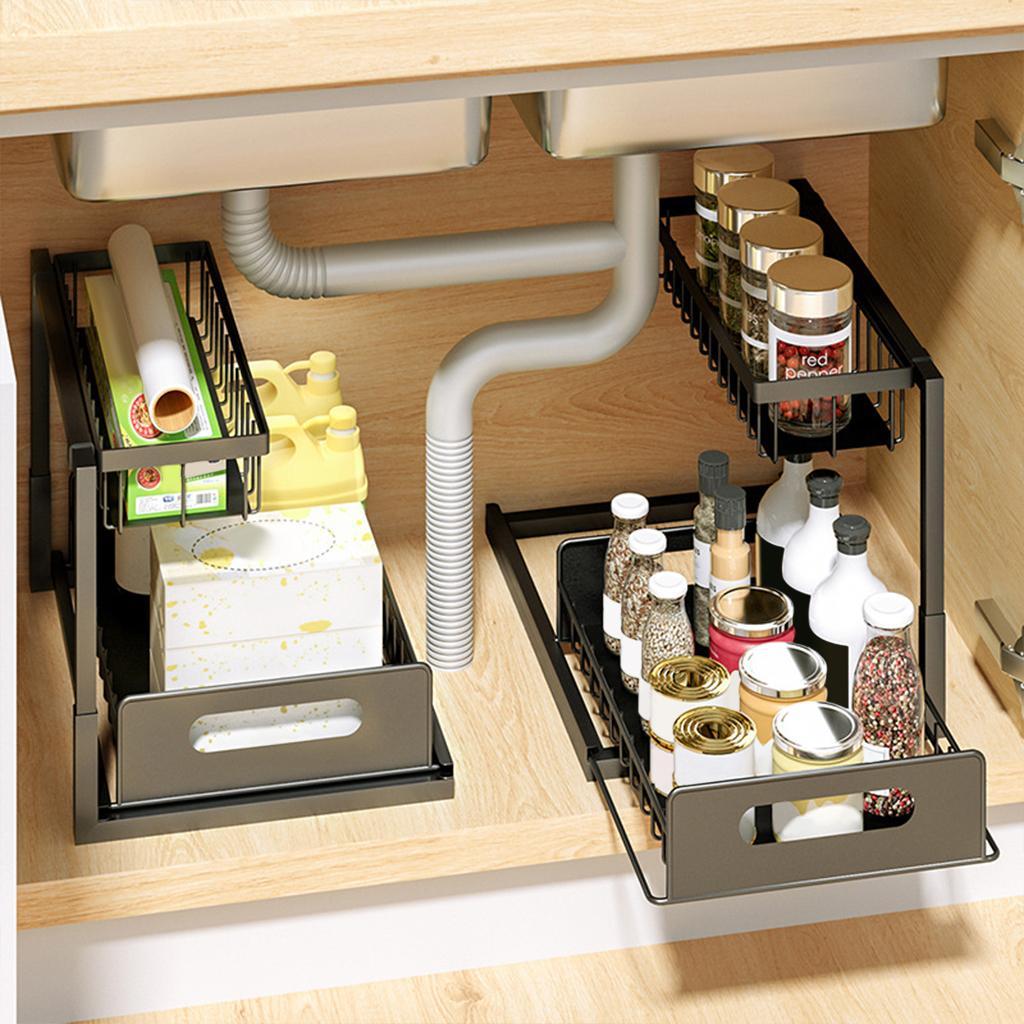 Slide Out Storage Shelves Under Shelf Drawer Pantry Storage for Anti Rust
