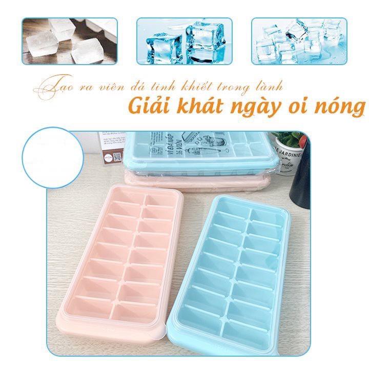 Khay đá, khuôn thạch 16 viên có nắp Việt Nhật - Khay chia đồ ăn dặm cho bé TNX 6934