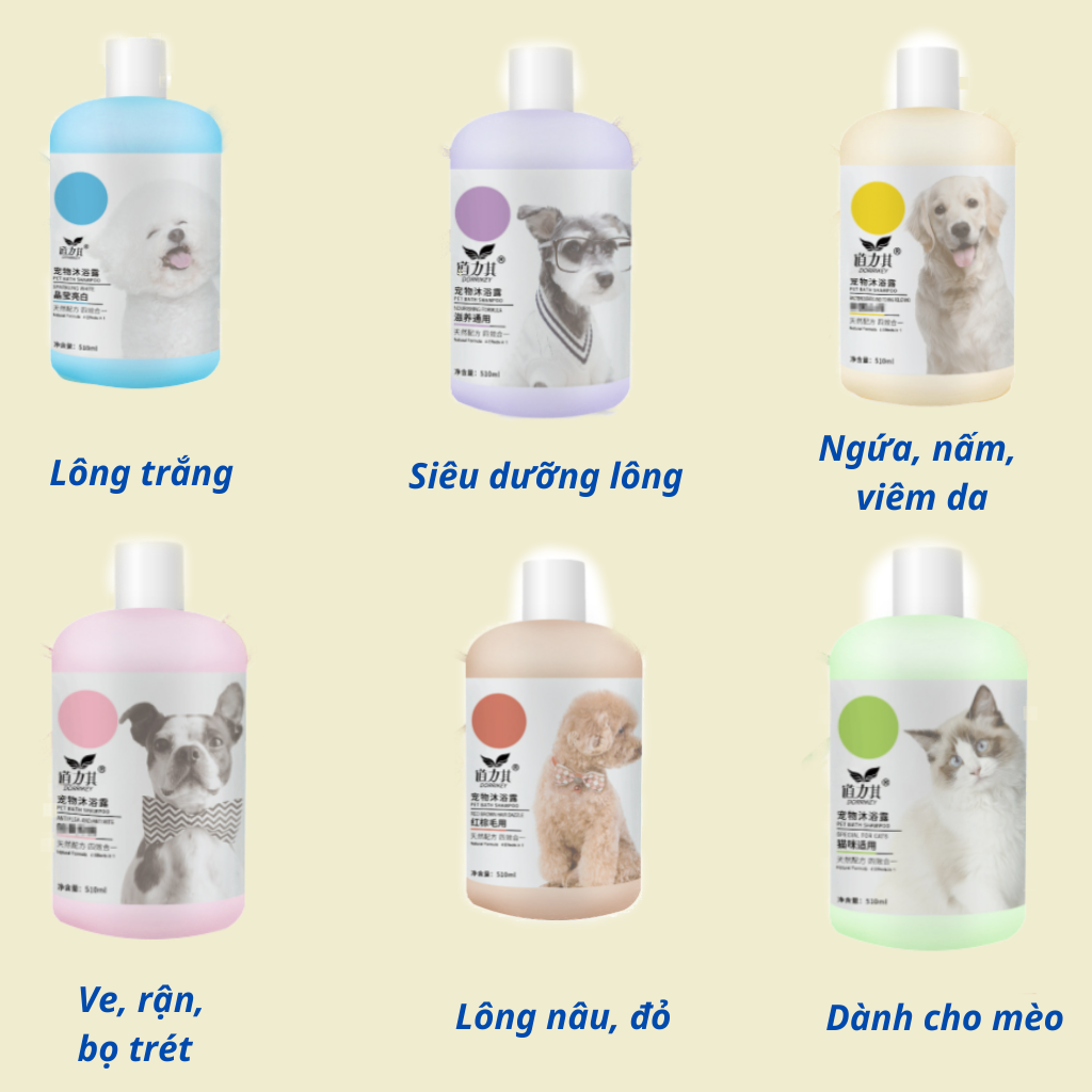 Sữa tắm Dorrikey dưỡng lông, loại bỏ nấm ngứa cho thú cưng - Chai 510ml