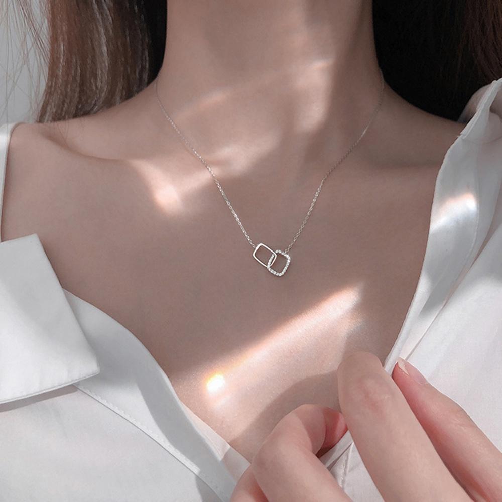 Vòng Cổ Choker Mặt Vuông Tròn Và Vuông Đơn Giản Sang Trọng Cho Nữ