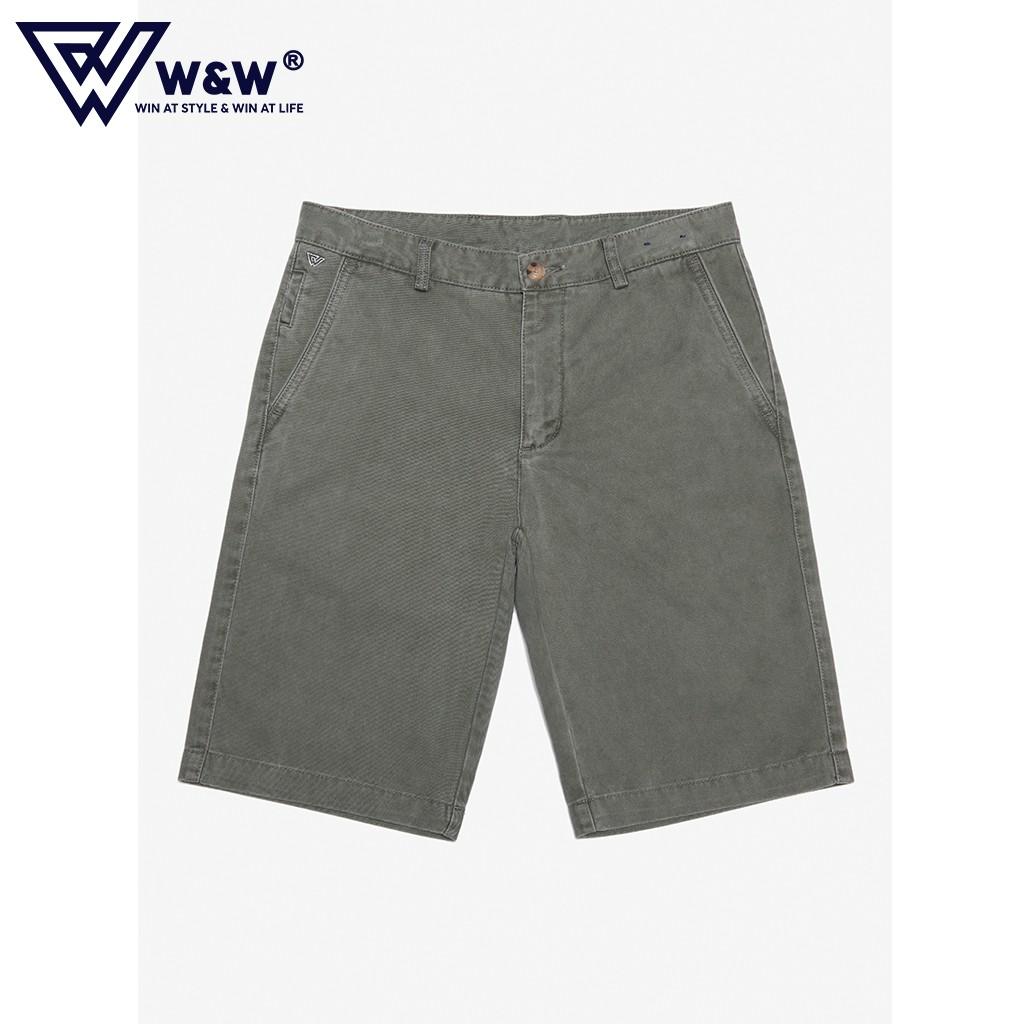 Quần Short Nam W&amp;W Cạp Khuy Túi Chéo, Chất Liệu Cotton Mềm Mịn, Bền Màu, Phong Cách Trẻ Trung, Hiện Đại WKS08R