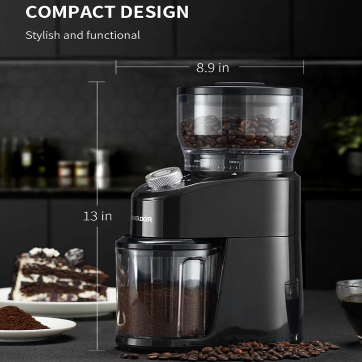 Máy xay cà phê CG845B xay cà phê hạt cho pha chế espresso pha máy, 14 cấp độ xay cafe từ thô đến mịn, thiết kể để bàn mini, hàng chính hãng