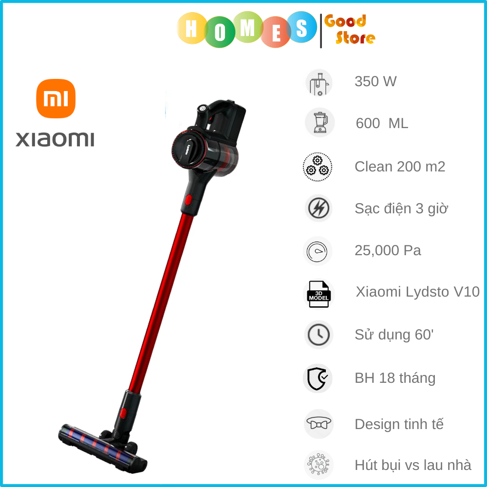 Máy Hút Bụi Không Dây Cầm Tay XIAOMI Lysto V10 Hút Sạch 99.9% Bụi Bẩn Lực Hút 25.000 Pa Công Suất 350 W - Hàng Chính Hãng