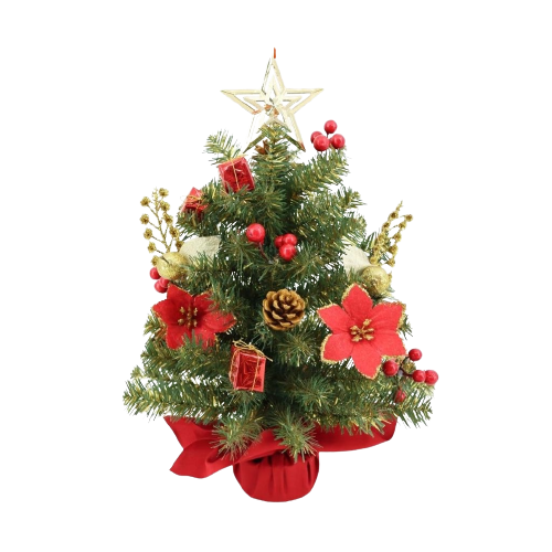 Cây Thông Mini Xanh Vàng Cao 51cm Trang Trí Giáng Sinh