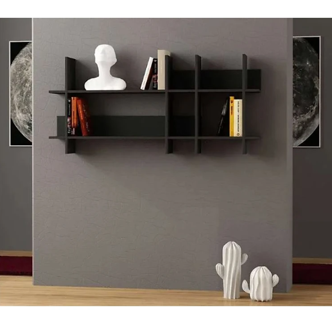 Kệ Để Sách Treo Tường Màu Trắng, Đen Hiện Đại Tundo CTKT417 KT 150x70x22cm