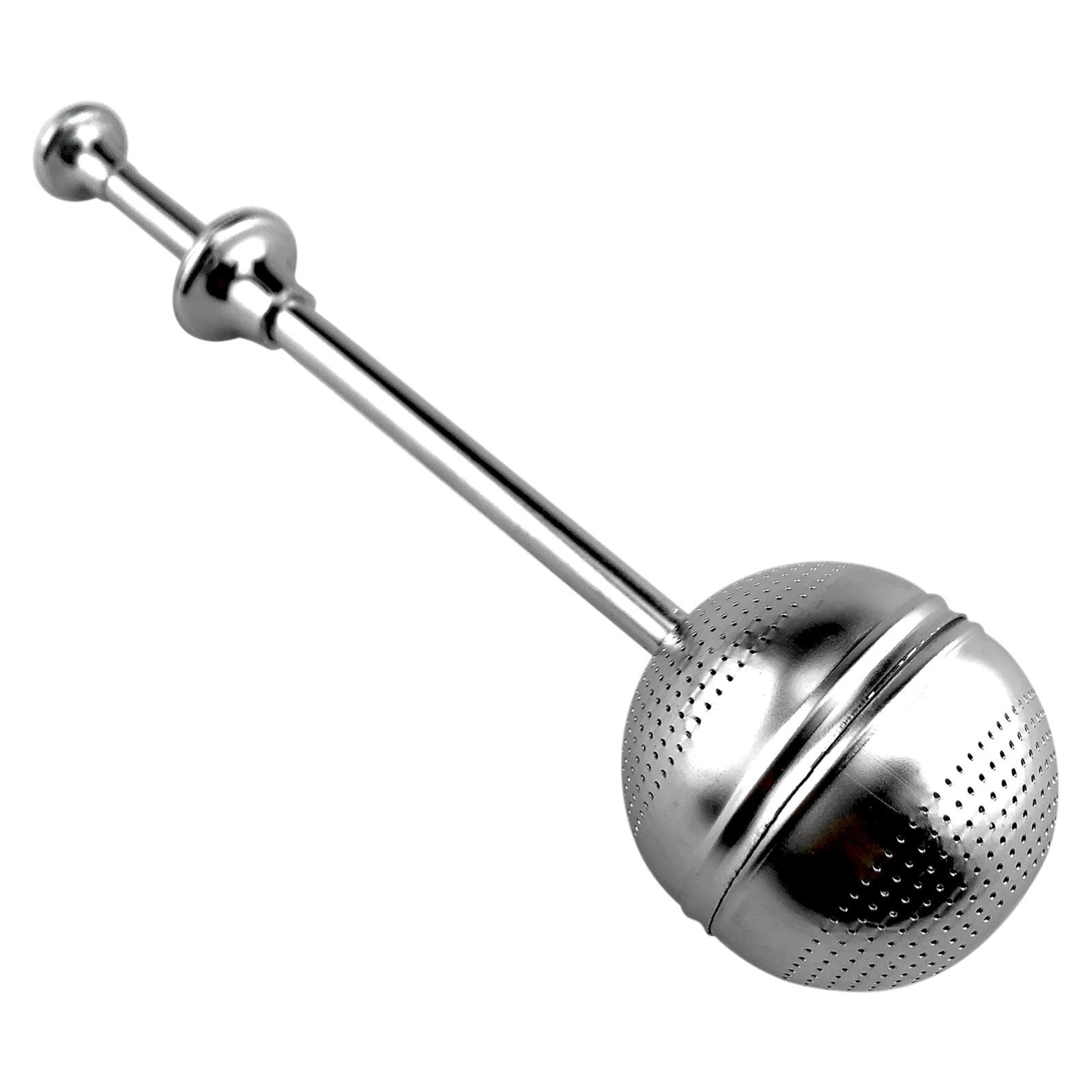 Metal Tea Bag Filter Ball Diffuser with Long Handle Push Rod for Teapot