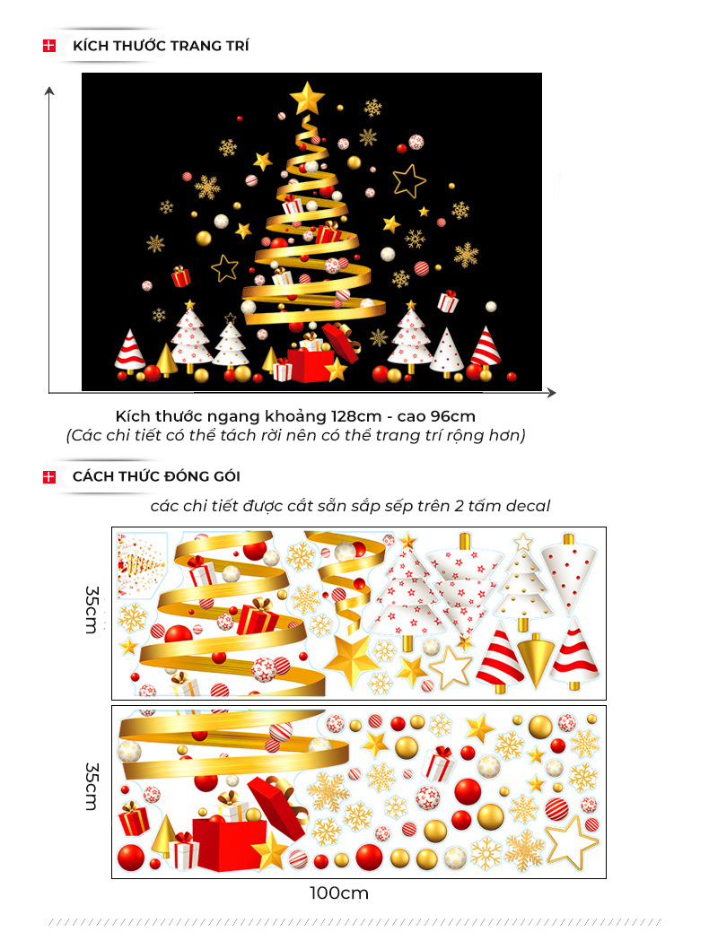 Bộ decal trang trí noel giáng sinh mô hình cây thông 3D cực hot GS0025