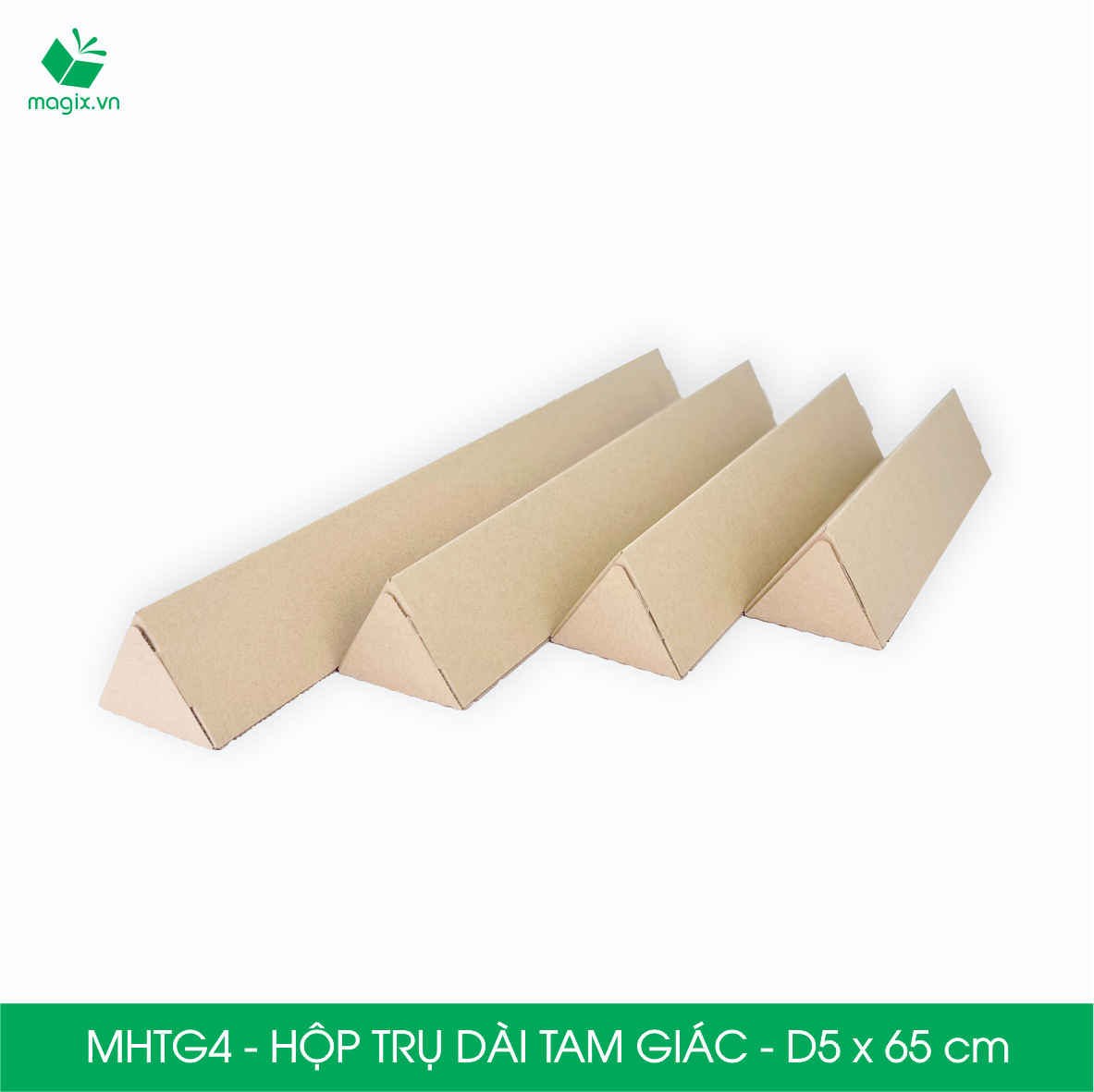 MHTG4 - D5x65 cm - 60 Hộp trụ dài tam giác thay thế ống giấy - Hộp carton đóng gói hàng