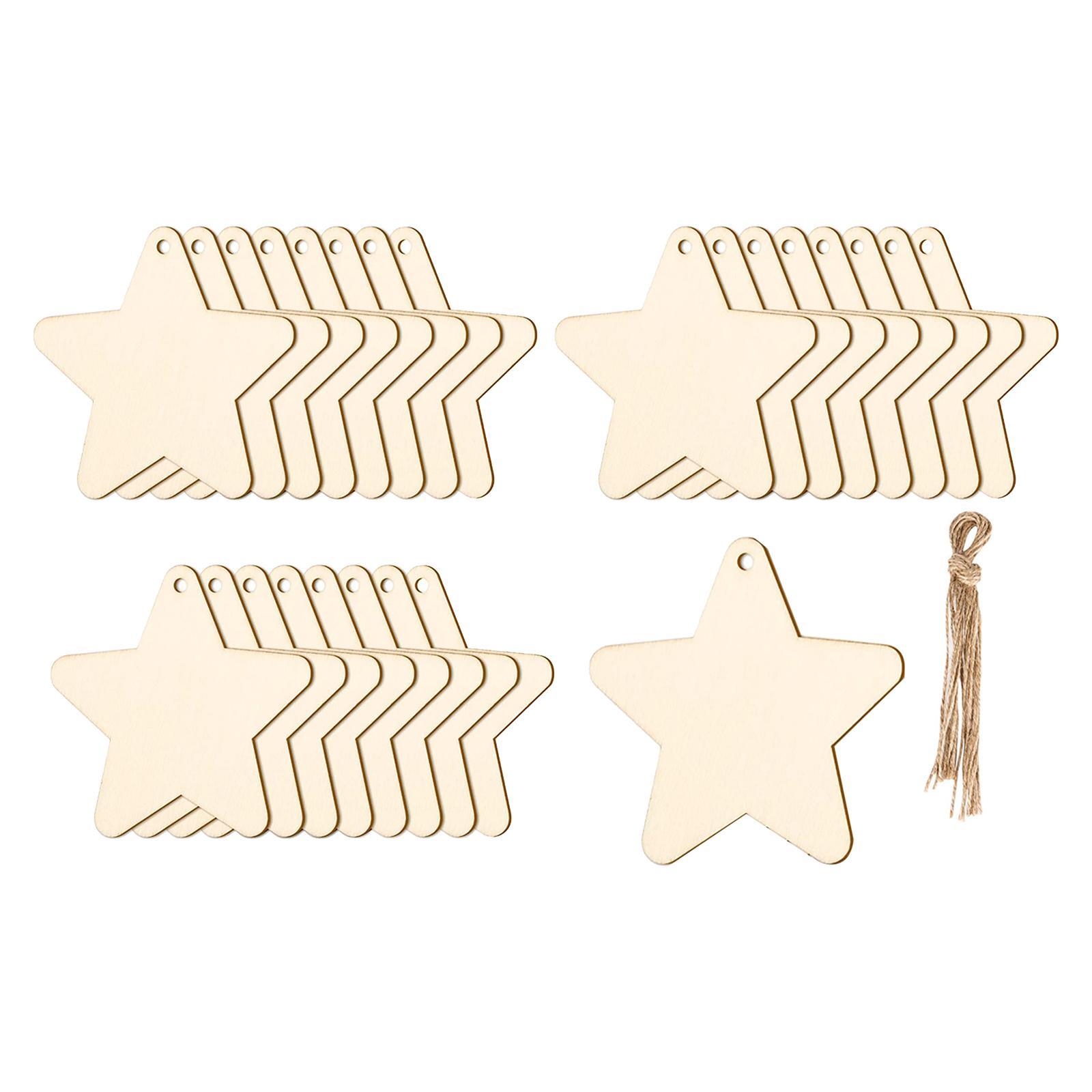 25x Unfinished Wood Slices Wooden Craft Shapes with Ropes for Crafts Holiday