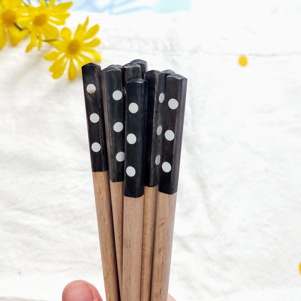 ĐŨA GỖ BEECH KHẢM THỦ CÔNG 23CM, ĐŨA ĂN CƠM AN TOÀN, CHỤP ẢNH TRANG TRÍ SANG TRỌNG