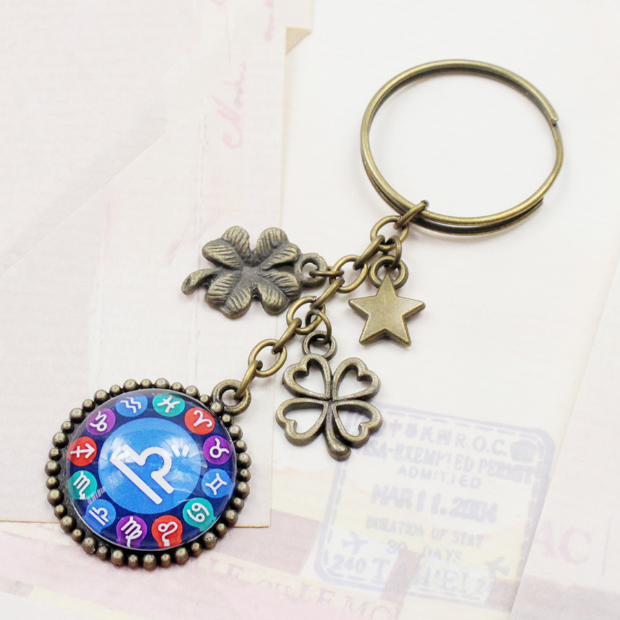 Móc khóa 12 cung hoàng đạo Zodiac tông xanh dương 06646-M14