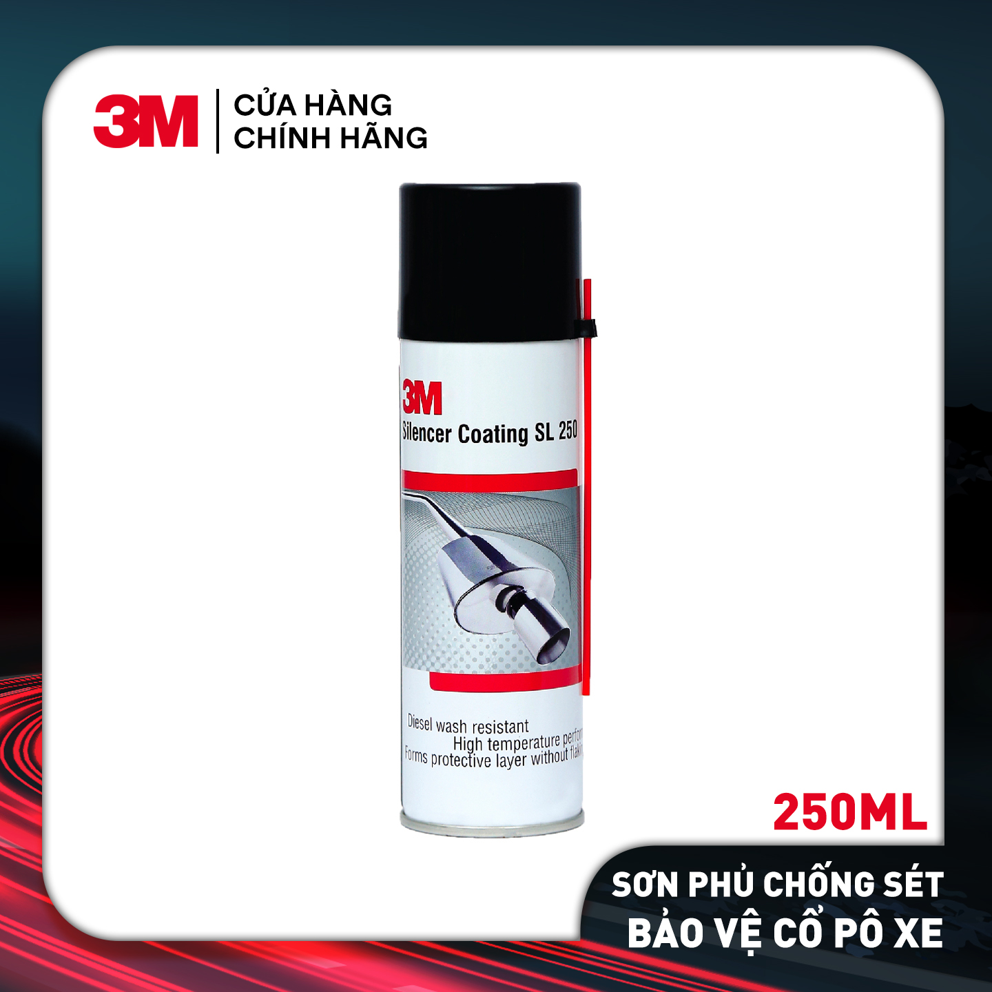 SƠN PHỦ CHỐNG SÉT BẢO VỆ CỔ PÔ XE CHỊU NHIỆT CAO 3M SILENCER COATING SL 250 - MÀU BẠC 250ML