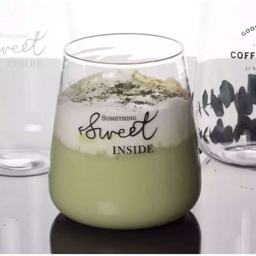 Ly thủy tinh đáy to trơn 400ML decor nước siêu đẹp - Mã SWT
