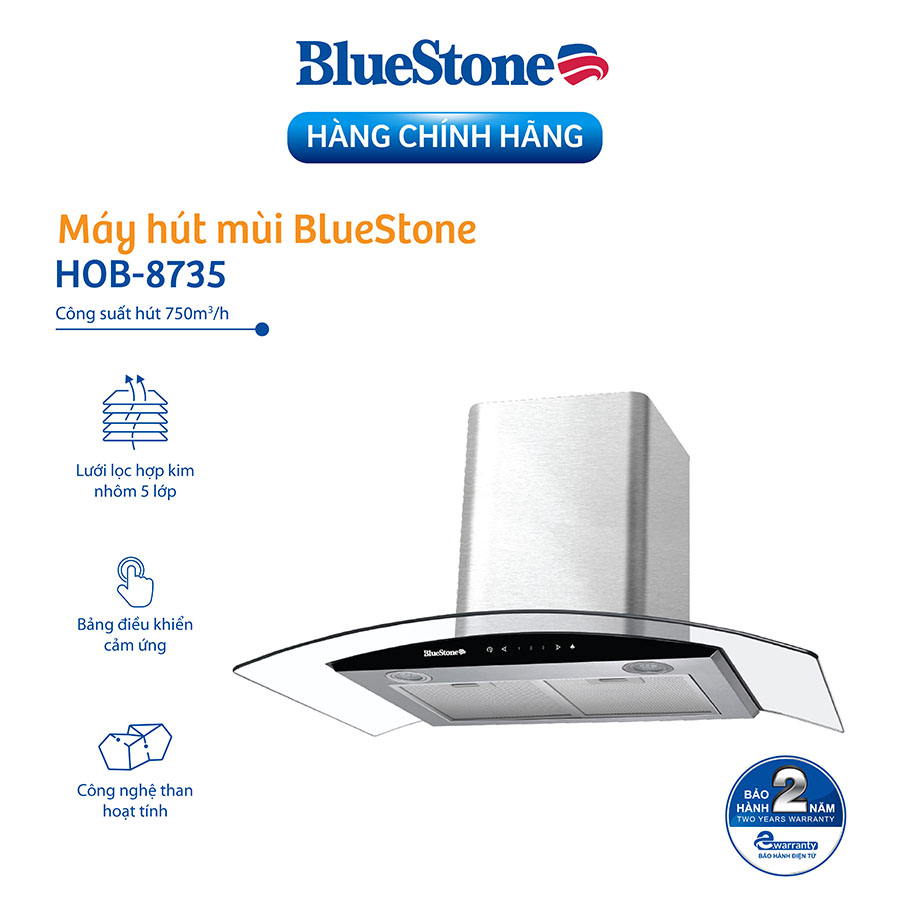 Máy hút mùi BlueStone HOB-8735 - Hàng chính hãng - Miễn phí lắp đặt HCM và HN