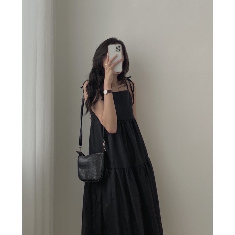 Váy 2 dây babydoll dáng dài tầng có lớp lót siêu đẹp