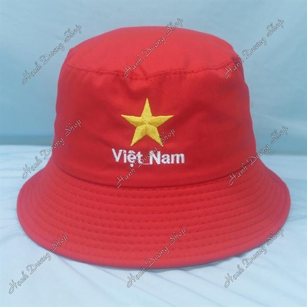 Nón tai bèo mũ bucket vành nhỏ thêu Ngôi Sao Vàng 5 cánh Việt Nam - Sao Vàng Việt Nam