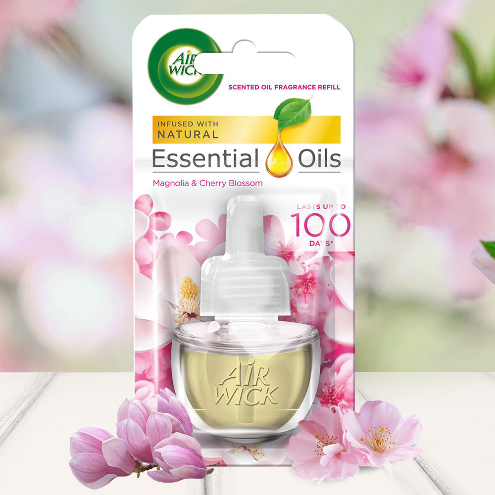 Lọ tinh dầu thiên nhiên Air Wick Magnolia &amp; Cherry Blossom 19ml QT003274 - hoa mộc lan