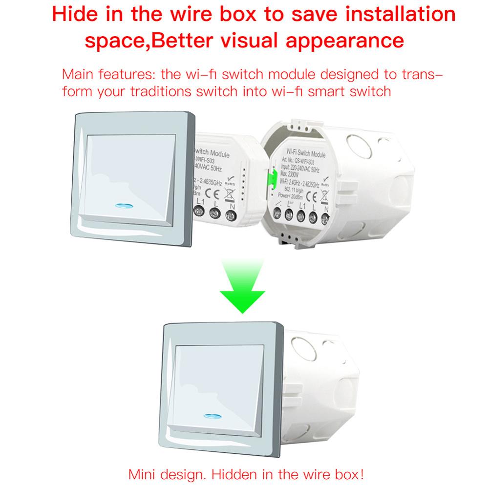 WiFi Intelligent Switch Module Intelligent Light Switch DIY Breaker Module APP Remote Controls Voice Control Compatible