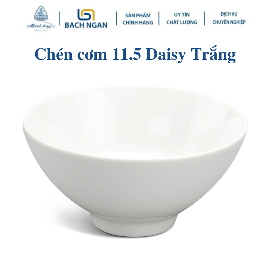 Bộ 10 chén cơm Minh Long 11.5 cm Daisy Trắng - Bằng sứ, Hàng Đẹp, Cao Cấp, Dùng Trong Gia Đình, Đãi Khách, Tặng Quà Tân Gia