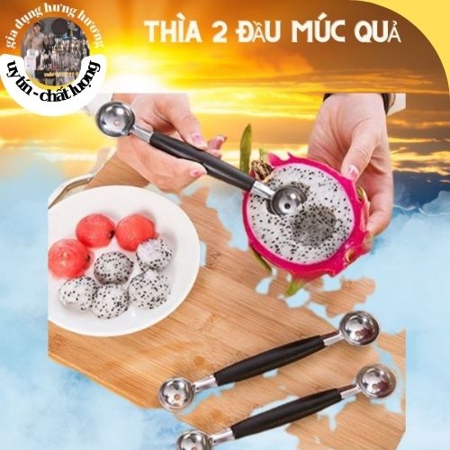 Thìa 2 đầu tròn múc hoa quả và kem