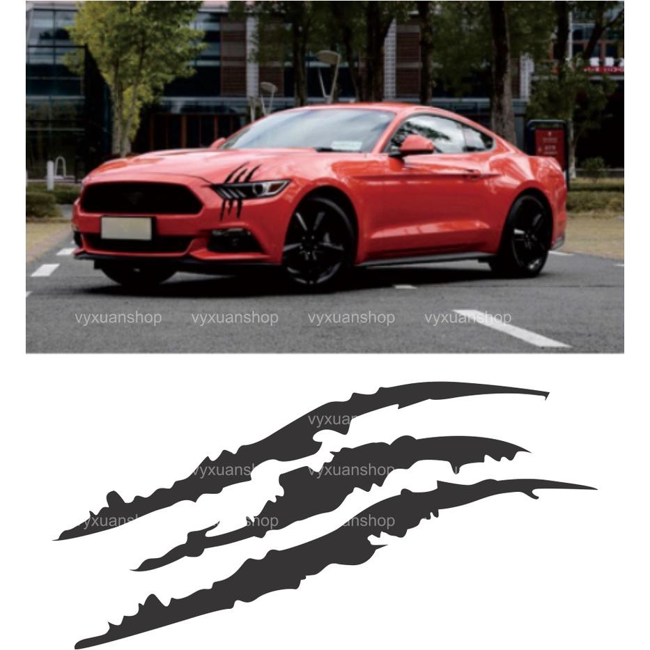 Miếng dán decal móng vuốt, móng cào trang trí đèn pha xe hơi KT: 38 x 12 cm chất liệu decal ô tô ngoài trời